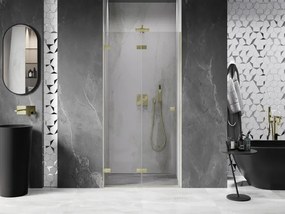 Mexen, Mexen Lunar-F skladacie ľavé sprchové dvere 70 cm, transparentné, brúsené zlaté - 836-070-000-55-00-L