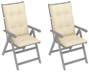 Záhradné sklápacie stoličky 2 ks s podložkami akáciový masív 3064715