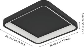 Eglo 901911 - LED RGBW stmievateľné stropné svietidlo LORETELLO-Z LED/20W/230V 35×35 cm čierne