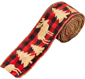 Vianočná stuha REINDEER 5 cm x 5 m, červená