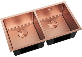 Mexen Binox, 2-komorový nerezový drez 800 x 450 mm, brúsená meď, 6421802000-65