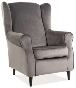 Kreslo Baron Velvet, sivá / čierna