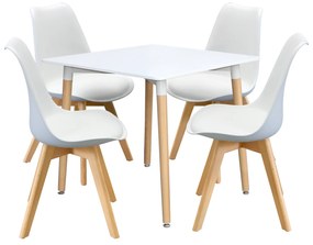 Jedálenský stôl 80x80 UNO biely + 4 stoličky QUATRO biele