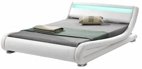 Čalúnená manželská posteľ s roštom a osvetlením Filida 160 - biela