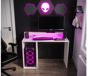 Herný PC stolík Garrick 2 (biely) (s LED RGB osvetlením). Akcia -6%. Vlastná spoľahlivá doprava až k Vám domov. 1064136