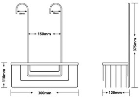 Gedy - Závesná polica do sprchy SMART 37,5x30 cm metalická sivá