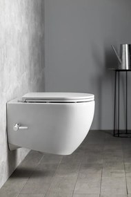 Isvea Isvea, INFINITY CLEANWASH závesná WC misa Rimless, integrovaná batéria a bidetová spŕška 36,5x53cm, biela, 10NFS1005I
