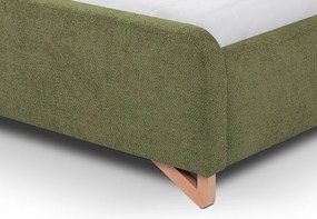 Posteľ Flamingo 180x200 cm, olivovo zelená štruktúrovaná tkanina