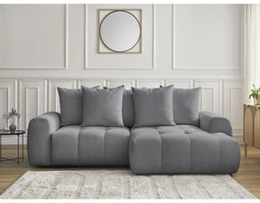 Sivá ženilková rozkladacia/s úložným priestorom rohová pohovka (pravý roh/s leňoškou) Roxelane – Bobochic Paris