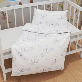 Biante Detské bavlnené posteľné obliečky do postieľky Sandra SA-579 Myšky medzi modrými obláčikmi Do postieľky 100x135 a 40x60 cm