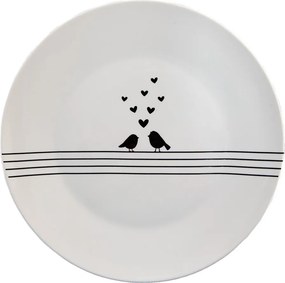 Porcelánový jedálenský tanier s vtáčikmi Love Birds - Ø 26*2 cm