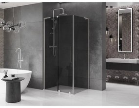 Mexen Velar L, sprchový kút s posuvnými dverami 110 x 80 cm, 8mm šedé sklo, brúsená oceľ, 871-110-080-43-97