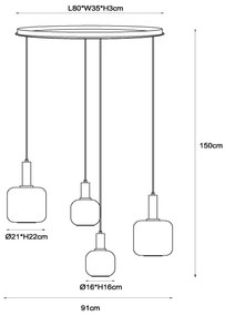 Lucide 45405/04/30 - Luster na lanku ELOISE 4xE27/40W/230V čierna