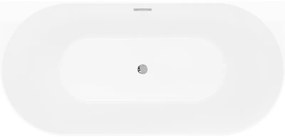 Mexen Oval Slim, voľne stojaca vaňa ku stene, 170 x 80 cm, biela-šedá, chrómový prepad, 52661708062-01