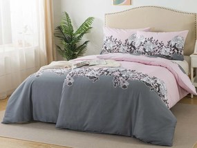 XPOSE® Bavlnené obliečky YVONA na dve postele - sivé/ružové