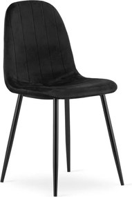 Set troch jedálenských stoličiek PADVA zamatové čierne / čierne nohy (3 ks)