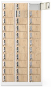 Kovová skriňa do dielne OLIVER, 900 x 1850 x 450 mm, Eco Design: biela/dub sonoma