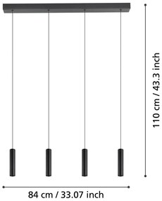 Čierne LED závesné svietidlo s kovovým tienidlom ALMUDAINA – EGLO