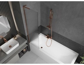 Mexen Next L, 1-krídlová vaňová zástena 50 x 150 cm, 6mm sklo s rebrovým vzorom, ružové zlato profil, 895-050-000-03-09-60