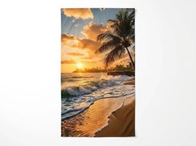 Rýchloschnúca plážová osuška SUNSETA farebná 70 x 140 cm, 100% mikrovlákno
