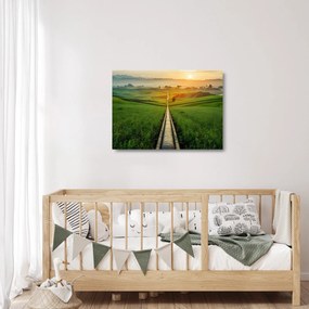 Sklenený obraz - Východ slnka nad údolím (70x50 cm)