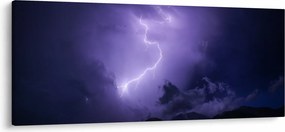 Obraz - fialová obloha a blesk (120x50 cm)