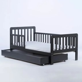 DREWEX Detská posteľ so zábranou a šuplíkom Drewex Nidum 140x70 cm grafit