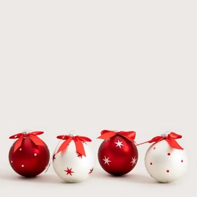 Závesná vianočná dekorácia FIKCO červená / biela 751882 (4 ks)