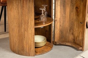 Jedálenský stôl TRES 120 cm okrúhly mangové drevo hnedý s úložným priestorom