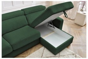 Tmavozelená menčestrová rozkladacia rohová pohovka (variabilná) Monaco – Bobochic Paris