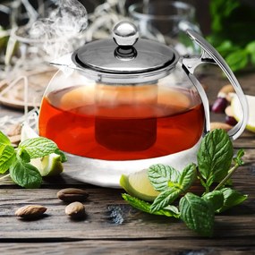Monzana Čajník so sitkom TEA 1,2L+4 šálky, priesvitná, strieborná