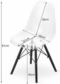 Set troch jedálenských stoličiek OSAKA priehľadné (čierne nohy) (3ks)
