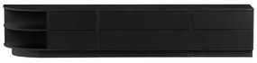 Čierny modulárny TV stolík z borovicového dreva 228x40 cm Finca – WOOOD