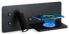 Immax 08287L-LED Nástenné sviet. s pol., USB a bezdr. nab. LED/3W/230V + LED/3W