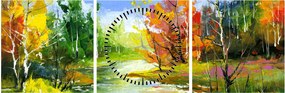 Obraz - Maľba krajiny (s hodinami) (90x30 cm)