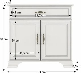 Dvojdverová komoda Tiffy 2D1S - woodline krém