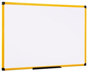 Bi-Office Biela popisovacia tabuľa na stenu, magnetická, žltý rám, 900 x 600 mm