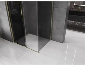 Mexen Velar, sprchový kút s posuvnými dverami 130 x 100 cm, 8mm šedé sklo, zlatá lesklá, 871-130-100-41-50
