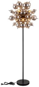 Globo 15633SS - Stojacia lampa UDO 6xE14/25W/230V čierna/dymová