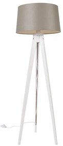 Moderný trojnohý stojan biely s tienidlom z ľanu taupe 45 cm - Tripod Classic