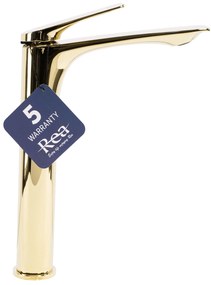 Rea Avalon, vysoká umývadlová batéria h-305, zlatá lesklá, REA-B1127