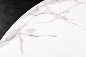 Jedálenský stôl ALPINE – okrúhly, keramická doska, biely 120 cm, výška 76 cm