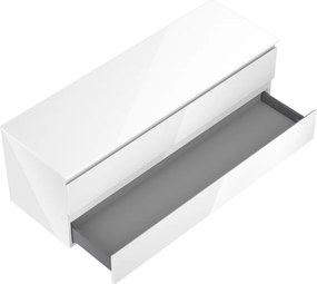 Mexen Orio, kúpeľňová skrinka 140 cm s hornou doskou, 2 zásuvky, biela lesklá, 91A10-14047-2-BFFC00