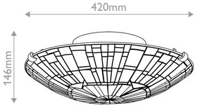 Quoizel QZ-REED-F-VB - Stropné svietidlo Tiffany REED 2xE27/60W/230V Ø 42 cm