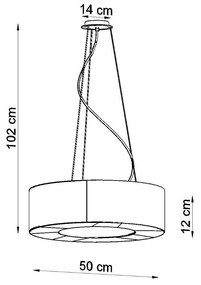 Závesné svietidlo Saturno Slim, 1x biele textilné tienidlo, (biely plast), (fi 50 cm)