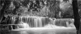 Obraz - Čiernobiely vodopád (120x50 cm)