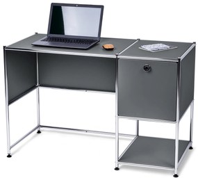 Kovový písací stôl »CN3« s výklopnými dvierkami, sivý