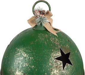 Veliká kovová zelená dekorace rolnička - Ø 41*51 cm