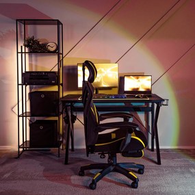 Herná stolička Maximo s podnožkou čierna/žltá