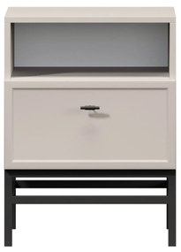 Nočný stolík Lorini 45 cm na stojane - kašmírová / čierna úchytka T